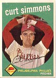1959 Topps Baseball Cards      382     Curt Simmons